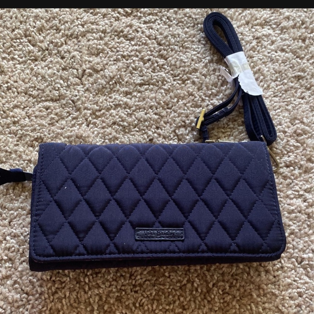 NEW navy and floral Vera Bradley wallet/crossbody strap